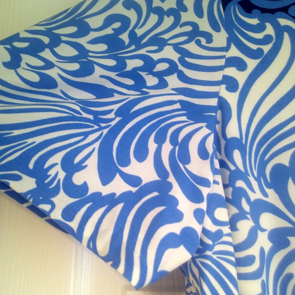 Chico's Tie Waist Dress Blue Paisley Waves Pattern size 3 /XL / 16 - Picture 4 of 7